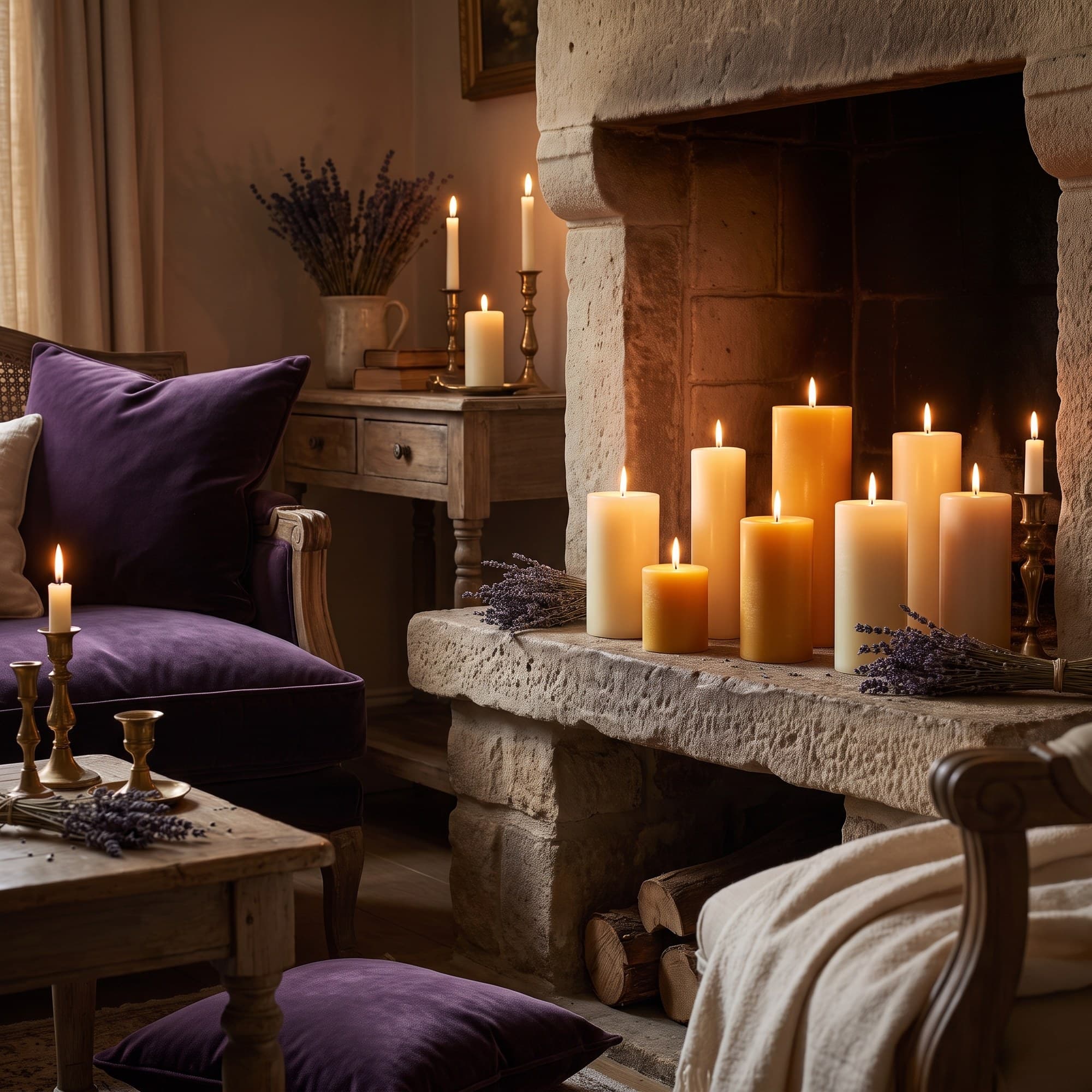 Candles glowing softly in a peaceful room